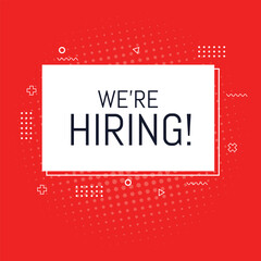 We are hiring banner with red background

