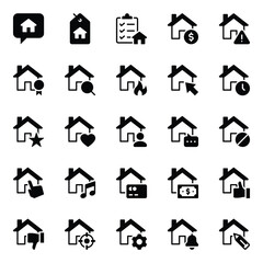 Glyph icons set for Real estate