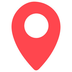 Red map pin icon with hole in center, representing location, place, pointer, GPS, map marking, and navigation UI.