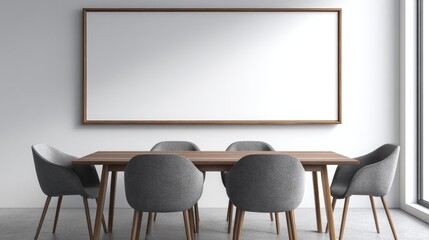 Meeting room with a blank frame.