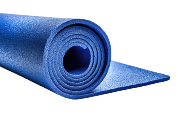 Rolled-up vibrant blue exercise mat (2)