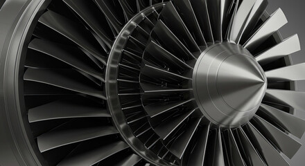 Closeup of a Jet Engine Turbine Fan Blades 3.