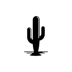 Obraz premium Minimalist Black Saguaro Cactus Silhouette Icon.