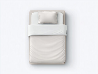 Top View of Made Bed, Minimalist Style