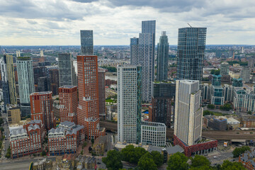 Obraz premium Aerial image of Nine Elms Skyline with River Thames in Background