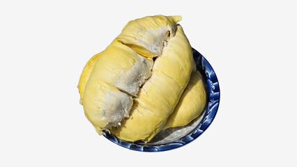 Fresh Durian Fruit Segments on Ceramic Plate