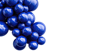 Cluster of glossy, deep blue orbs against black