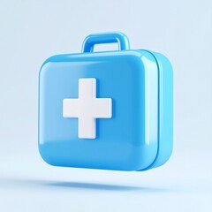 Obraz premium Red cross symbol on a white first aid kit icon containing emergency medical supplies for healthcare and rescue