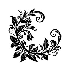 Obraz premium Black Floral Swirl Decorative Element.