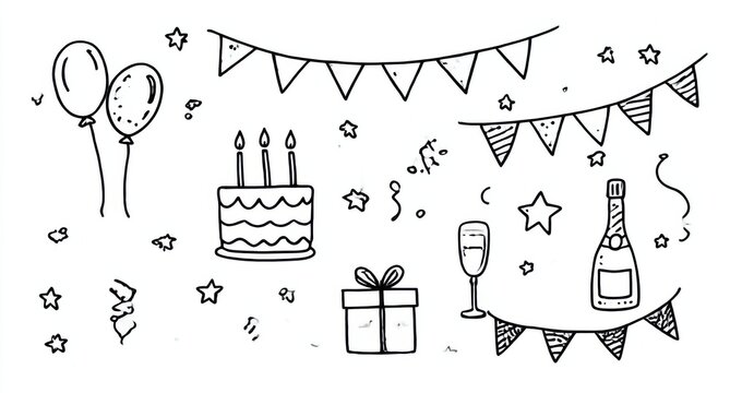 Festive Birthday Card Featuring Colorful Balloons and Delicious Cake Celebrating Joyful Moments with Friends and Family in a Cheerful Atmosphere