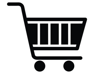 A black shopping cart isolated on white background is displayed Ai Generated
