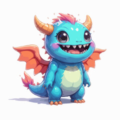Fototapeta premium Small cartoon monster with tiny wings