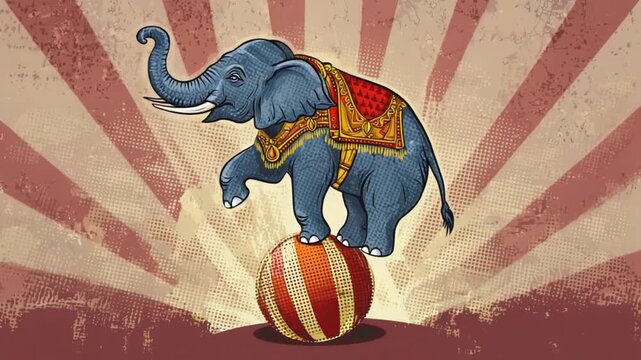Elephant juggling in a circus.