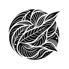 Abstract Black and White Organic Leaf Pattern.