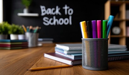 Classic Blackboard with Chalk and Eraser on a Wooden Desk Creating an Academic Atmosphere for Learning and Teaching in a Traditional Classroom Setting