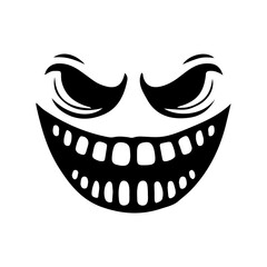 Set of pumpkin face. Collection of different types of smiling faces with teeth.