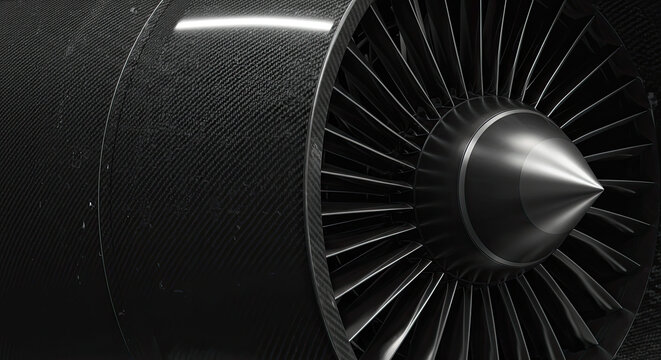 Closeup of a Jet Engine Turbine with Carbon Fiber Housing. - Powered by Adobe