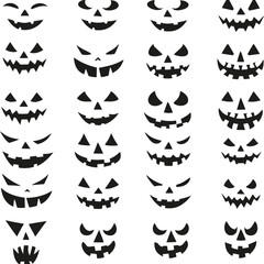 Scary face set. Halloween clipart on white background.