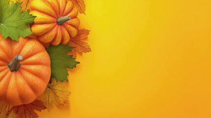 Harvest festival pumpkins and leaves autumn colors still life