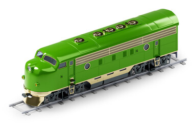 diesel locomotive retro-style isometric