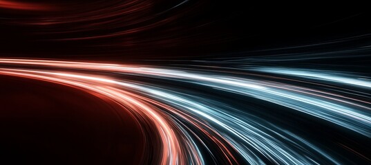 Futuristic High-Tech Background Featuring Blurred Red and Blue Lights with Dynamic Motion Effects