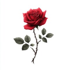 Detailed illustration of a single red rose