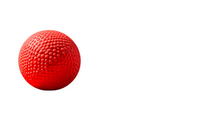 Isolated red ball with dimples on a black background in studio shot on transparent background