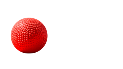 Isolated red ball with dimples on a black background in studio shot on transparent background