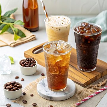 soft drinks on the summer coffee shop image