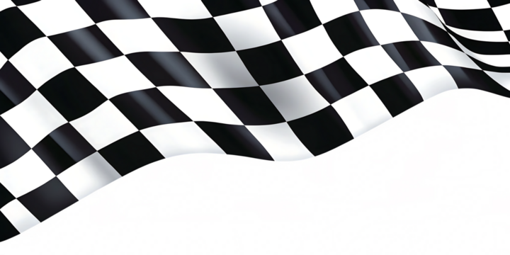Waving checkered flag with abstract background isolated on a transparent background - Powered by Adobe