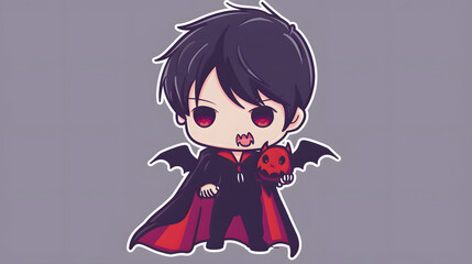 chibi vampire boy with cape little fangs