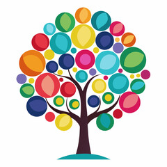 abstract tree with colorful hearts