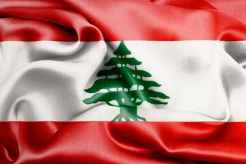 Waving national flag of Lebanon, 3D illustration.