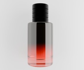 3D Render of Minimalist Red and Black Glass Bottle for High-End Branding