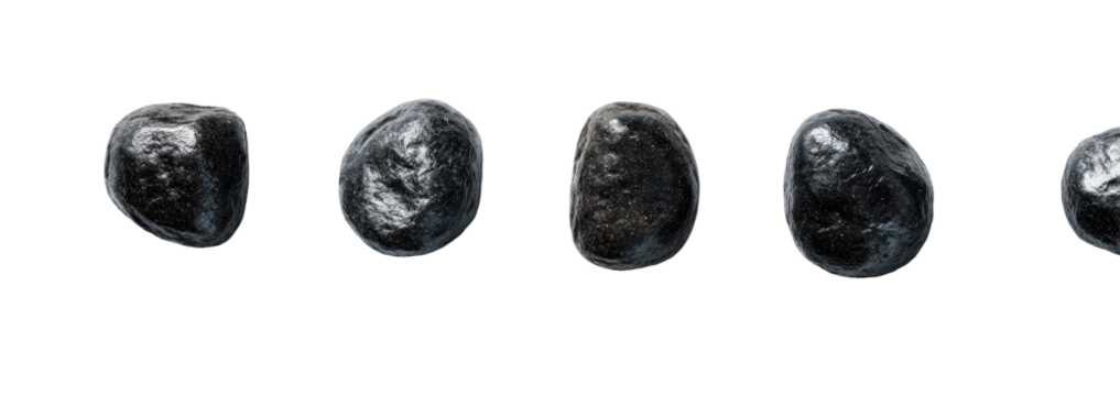 Five oval, textured, grayscale shapes