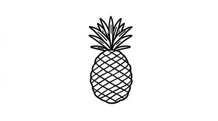 Simple black line drawing of a pineapple