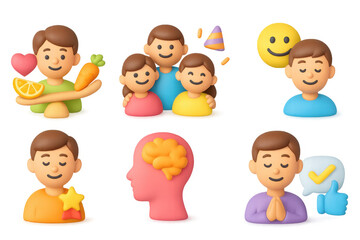 Cute 3d characters showcasing emotions and activities in colorful styles