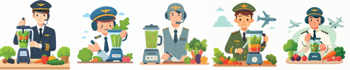pilot character vector blending vegetables