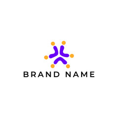 ILLUSTRATION ABSTRACT PEOPLE SYMBOL, TOGETHER FAMILY COMMUNITY ORANGE PURPLE COLOR LOGO ICON SIMPLE TEMPLATE DESIGN VECTOR