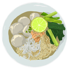 Bakso or Indonesian Meatball dish vector
