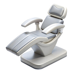 Modern white dental chair with adjustable features isolated on transparent background