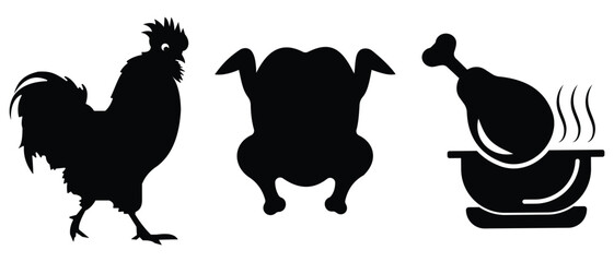 Chicken icon vector. Silhouettes chicken icon vector. Cock  icon for farming and agriculture, meat. Vector illustration. 