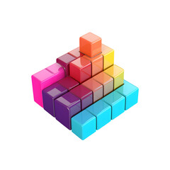 Fototapeta premium A colorful pyramid made of blocks on a black background art