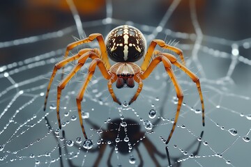 Obraz premium Spider captivatingly crafted in web nature setting macro photography close-up intricate details
