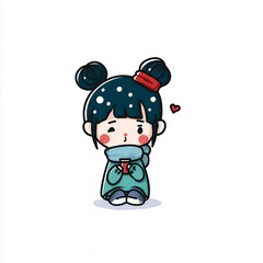 Fototapeta premium kawaii girl cartoon character illustration cute anime manga style