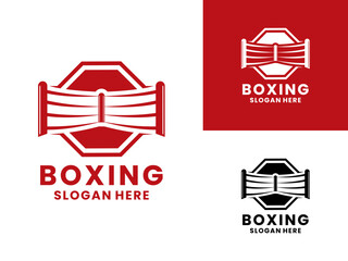 Boxing Champions logo design vector. Boxing with Ring logo design vector template