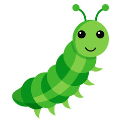 Green caterpillar insect animal vector on white background.