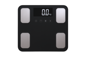 Modern Digital Body Weight Scale with Sleek Metallic Accents and Clear Digital Display for Health Tracking and Fitness Monitoring