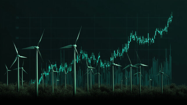 Increase in electricity prices on the world market. Green energy in full development.Investment finance chart,stock market business and exchange financial growth graph - Powered by Adobe