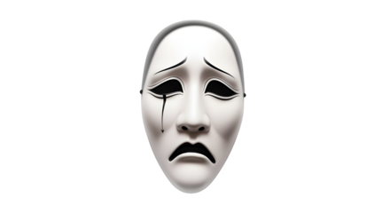 Ghost mask inspired by Kabuki theatre, isolated on white background